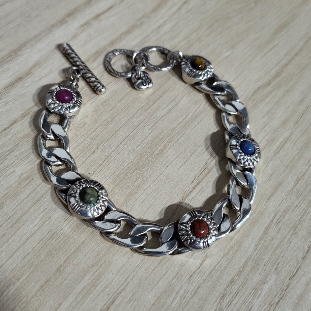 Brighton Chain Bracelet Fortino Multi-stone (Brown, Blue, Green, Pink)